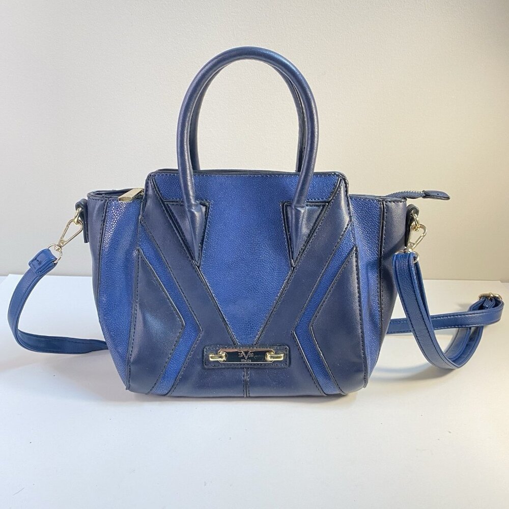 VERSACE 1969 Abbigliamento Sportivio SRL V Italia Blue Faux Leather Satchel Bag
